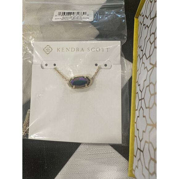 Kendra Scott Gold Blue Iridescent pendent NWT necklace jewelry - Picture 3 of 4